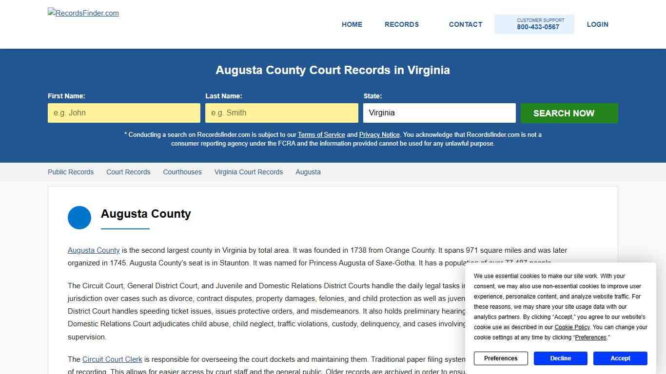 Search Augusta Court Records & Courthouses, Virginia VA