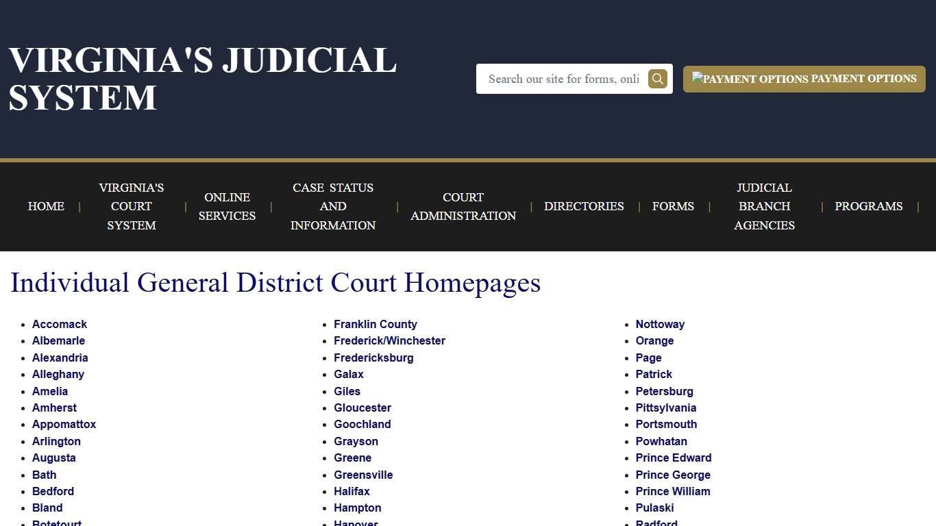 Individual General District Court Homepages Virginia Court System