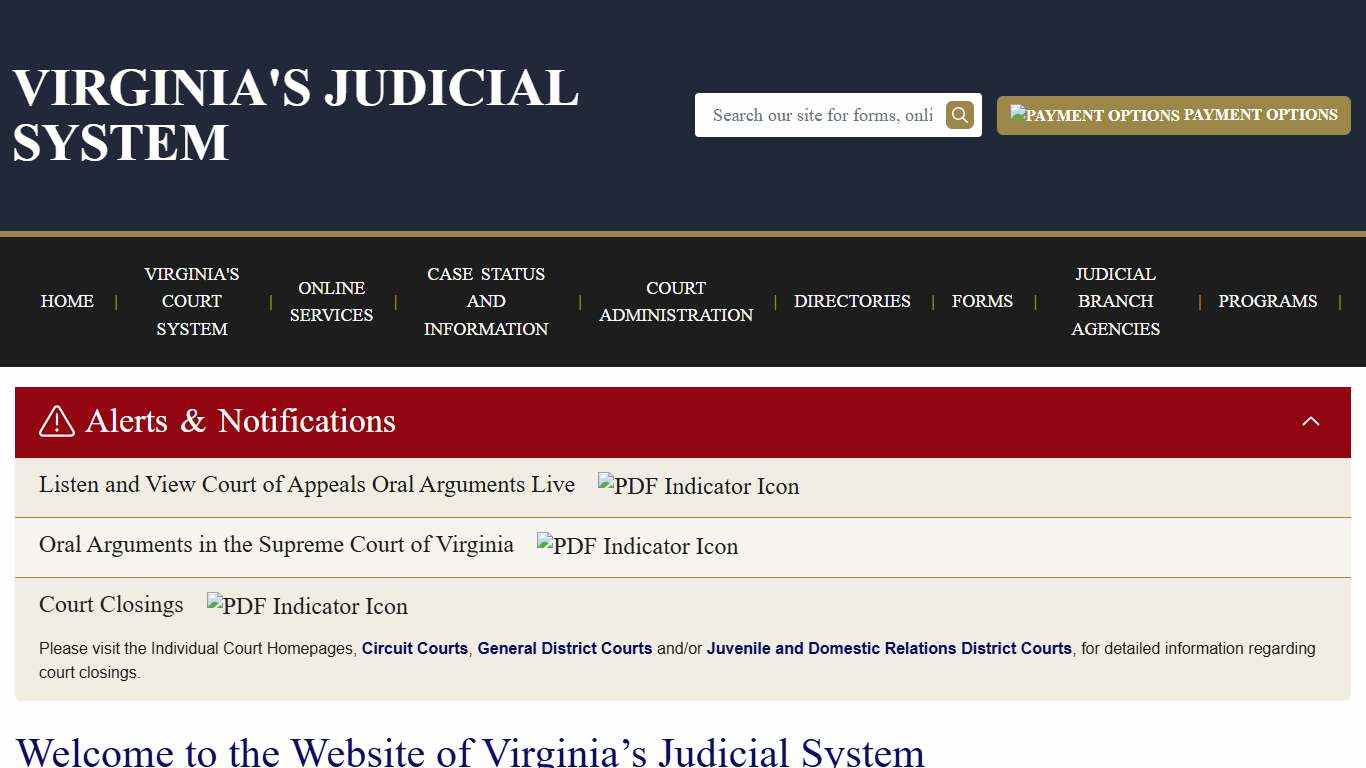 Front Page Virginia Court System